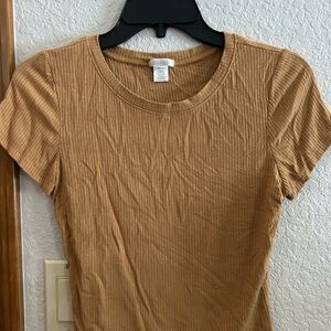 Bozzolo Ribbed Brown Short Sleeve Top